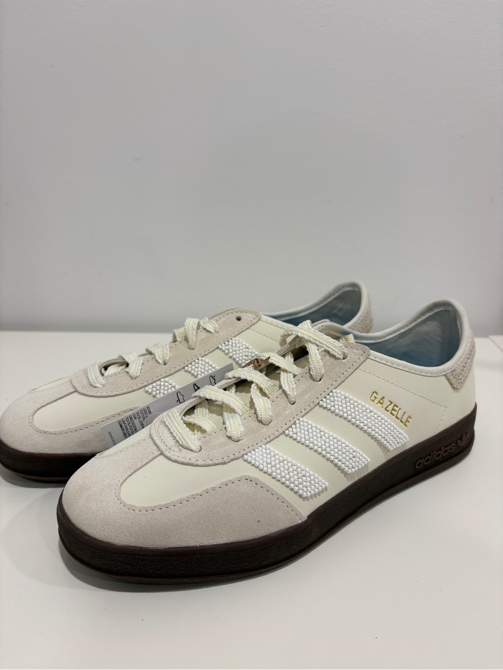 Adidas Gazelle Indoor CLOT by Edison Chen in Off-White with Brown Sole Size 7.5